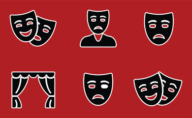 Theatrical masks and stage curtains drama comedy