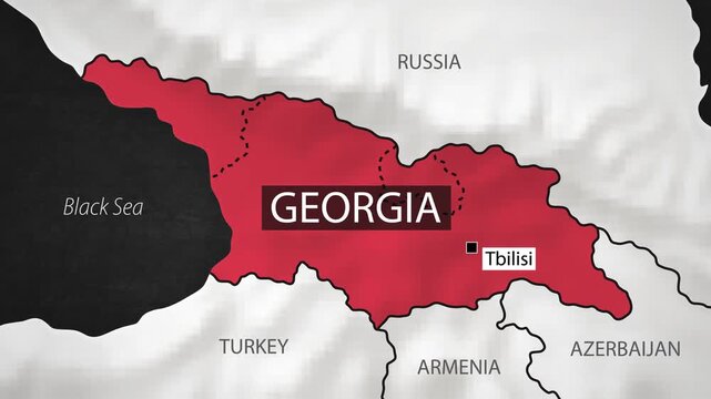 Georgia Map - Fast Zooming from World Map. Animated Motion Graphics Shape Map of the Georgia. 4K Resolution Stock Video for News, Vlogs etc.
