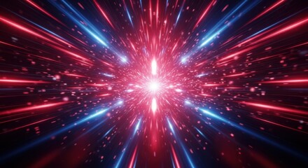 Abstract Burst of Red and Blue Light Streaks Expanding into the Void