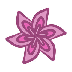 Stylized Floral Motif with Six Petals and Inner Layers