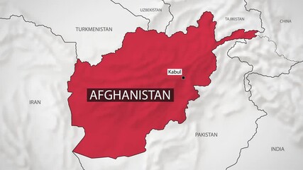 Afghanistan Map - Fast Zooming from World Map. Animated Motion Graphics Shape Map of the Afghanistan. 4K Resolution Stock Video for News, Vlogs etc.