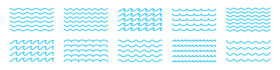 Wave line icon. Sea wave ornament pattern. Wavy zigzag lines. Editable line width