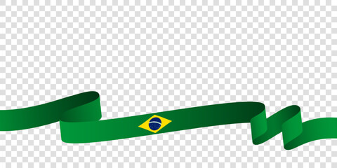 Brazil ribbon flag. Waving brazil flag ribbon in simple style with transparent background