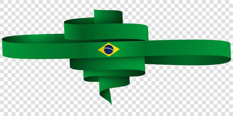 Brazil ribbon flag. waving brazil ribbon in loose roll style with transparent background