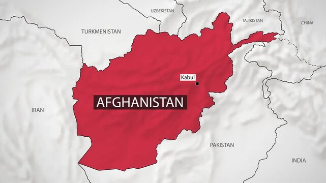 Afghanistan Map - Fast Zooming from World Map. Animated Motion Graphics Shape Map of the Afghanistan. 4K Resolution Stock Video for News, Vlogs etc.