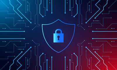 Cyber security technology concept , Shield With Keyhole icon , personal data , vector illustration.	
