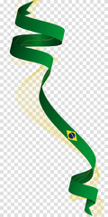 Brazil ribbon flag. waving brazil flag in portrait design with waving yellow lines