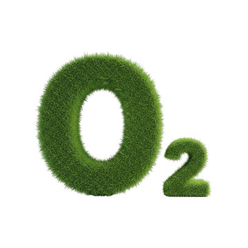 Green grass O2 chemical symbol on oxygen formula