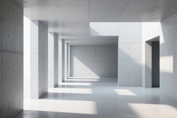 Obraz premium Modern Concrete Interior with Natural Light and Geometric Design