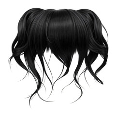 Naklejka premium Stylish women's black hair wig isolated on transparent background