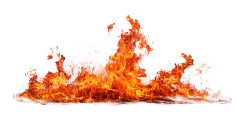 Fire Flames Cut Out on Transparent Background – Realistic Isolated Burning Effect for Heat, Danger, Explosion, or Visual Overlay Use

