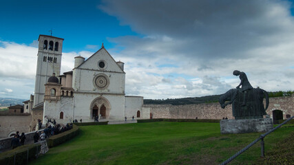 view of st. francis basilica in assisi in umbria
