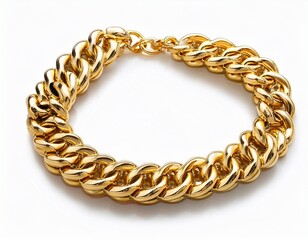 Obraz premium round chunky gold chain bracelet or necklace isolated cutout on transparent