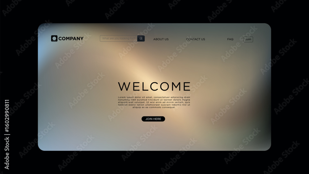 Poster modern website template with sleek design and welcome message for technology or business startup