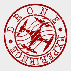 Drone Experience Icon Vectorial Round Circle Grunge Style Badge.