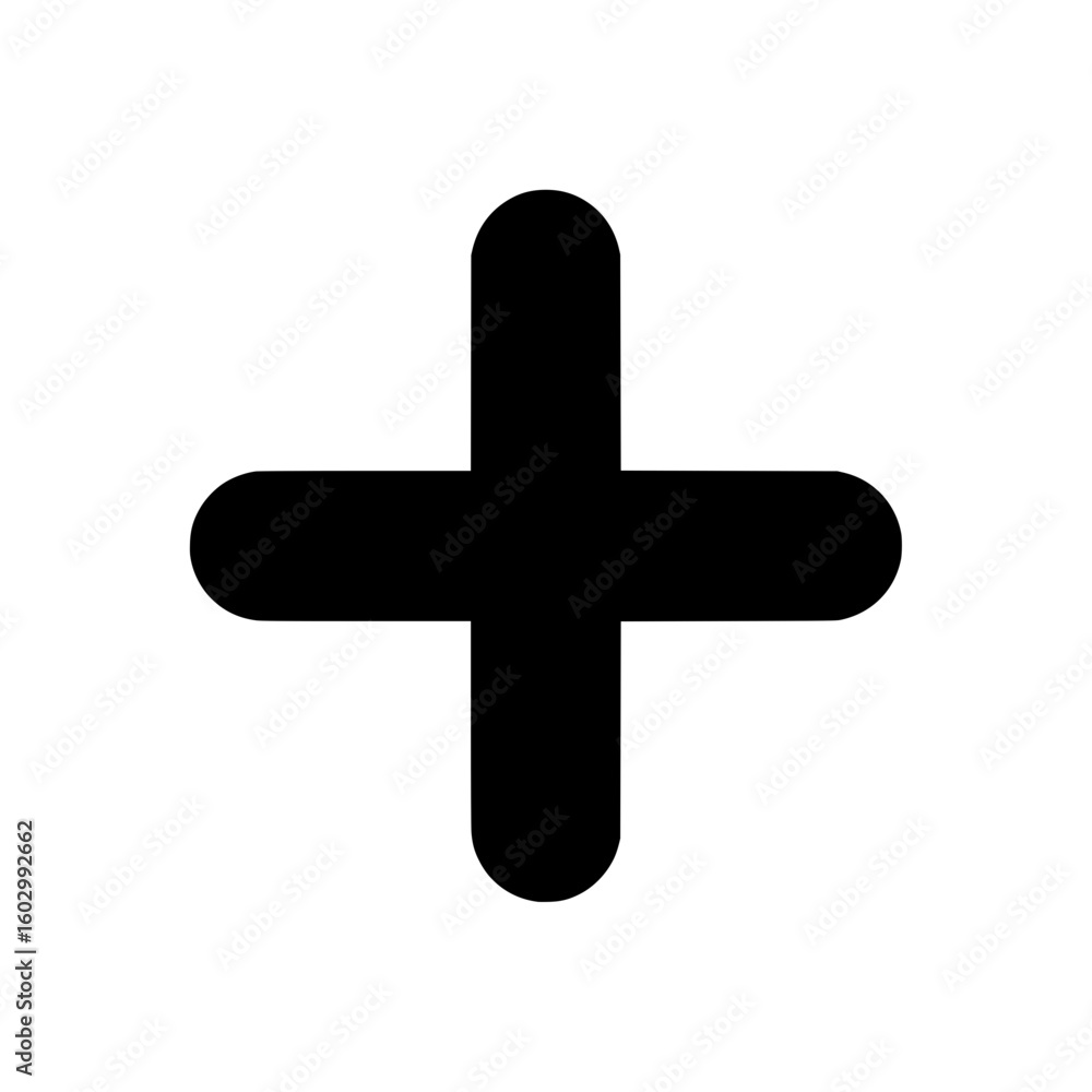 Poster bold black plus icon isolated on white background suitable for website or app interface design a sim