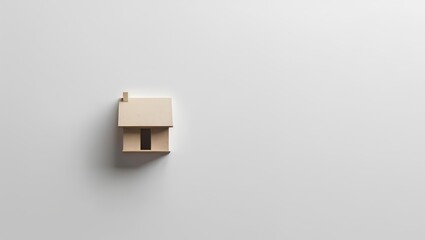 Miniature clay fairy house on clinical white background with copy space - whimsical craft object shot