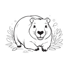 Cartoon Illustration of a Happy Capybara.