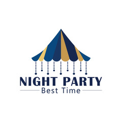 Elegant Night Party Logo Design Template &ndash; Outdoor Event, Tent, Table & Chairs Illustration, High-quality vector logo template featuring a stylish tent with a table and chairs under it