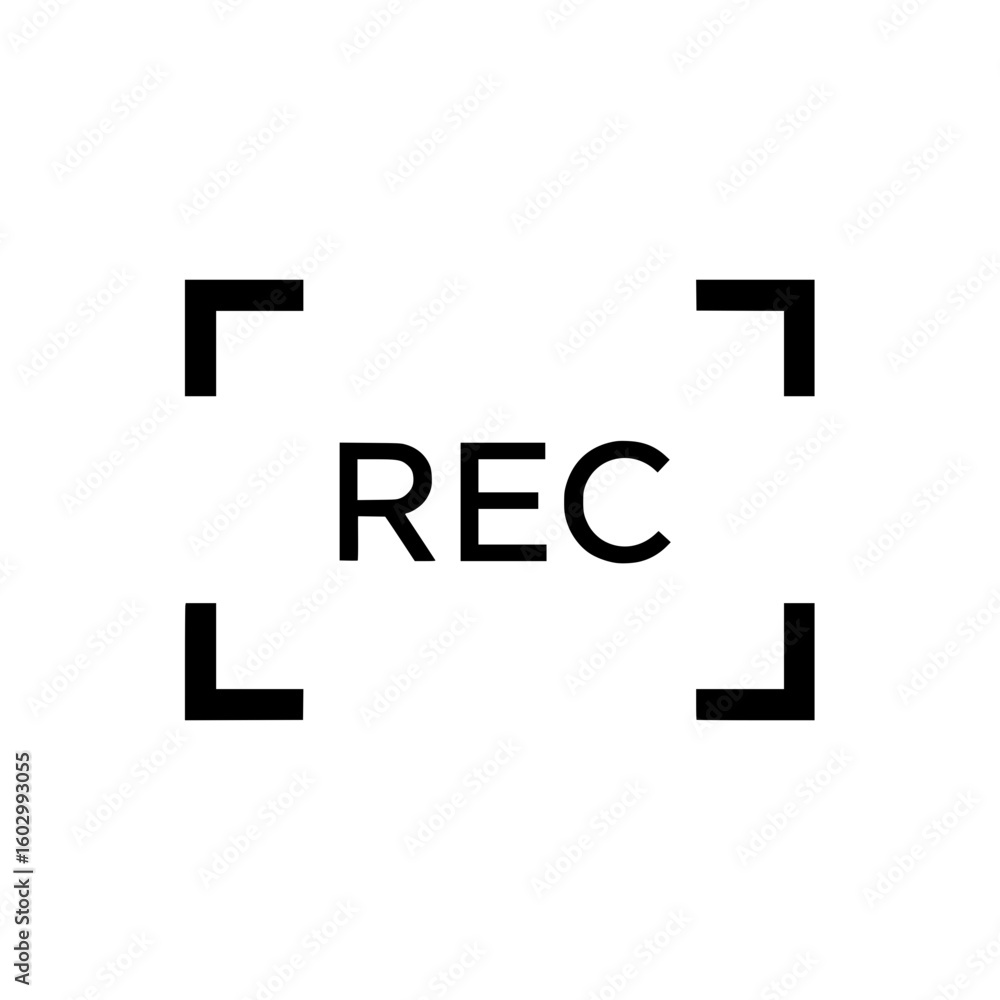 Poster record button icon with corner markers a simple black and white vector graphic suitable for recordin