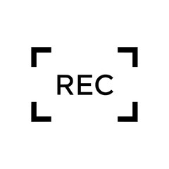 Obraz premium Record button icon with corner markers a simple black and white vector graphic suitable for recording applications and interfaces