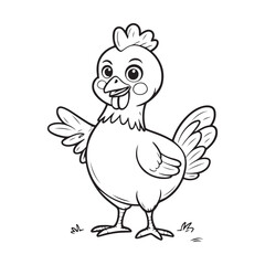 Cute Cartoon Chicken with Outstretched Wing.