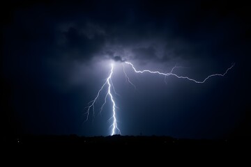 Massive lightning bolt with branches isolated on black background. 3d render