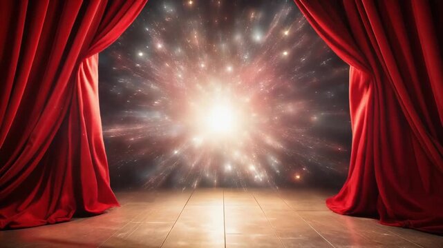 Red Curtain Opening with Magical Light Reveal　赤いカーテン開幕と光の演出