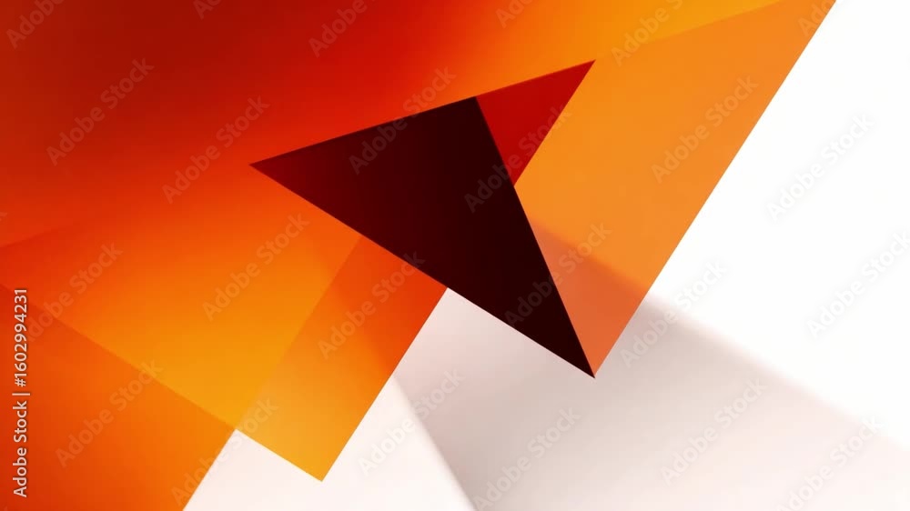 Poster geometric abstraction in warm hues: a dynamic composition of intersecting triangles in fiery orange 