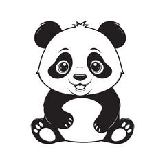 Cute Cartoon Panda Sitting Pose.