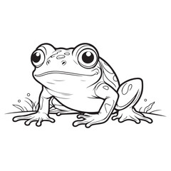 Cute Cartoon Frog Coloring Page Design.