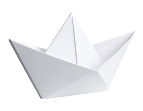 3D paper-style folded shape in white with soft shadows, isolated on a transparent background