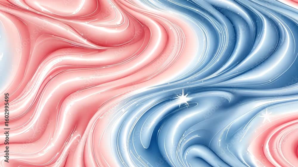 Poster soft waves of red and blue intertwine, creating a captivating design that evokes fluid movement and 