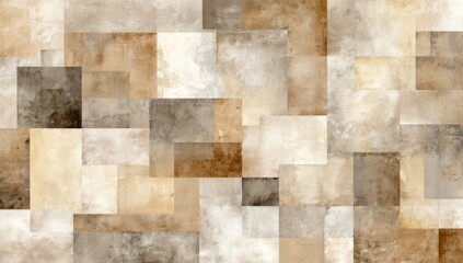 Abstract pattern of layered, textured squares in muted tones.