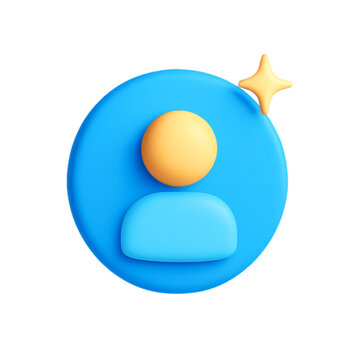 3d user icon with star accent isolated on transparent background