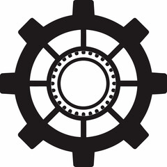 Obraz premium Simplified black gear icon with transparent background for design