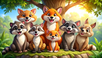 Naklejka premium Cute forest animals