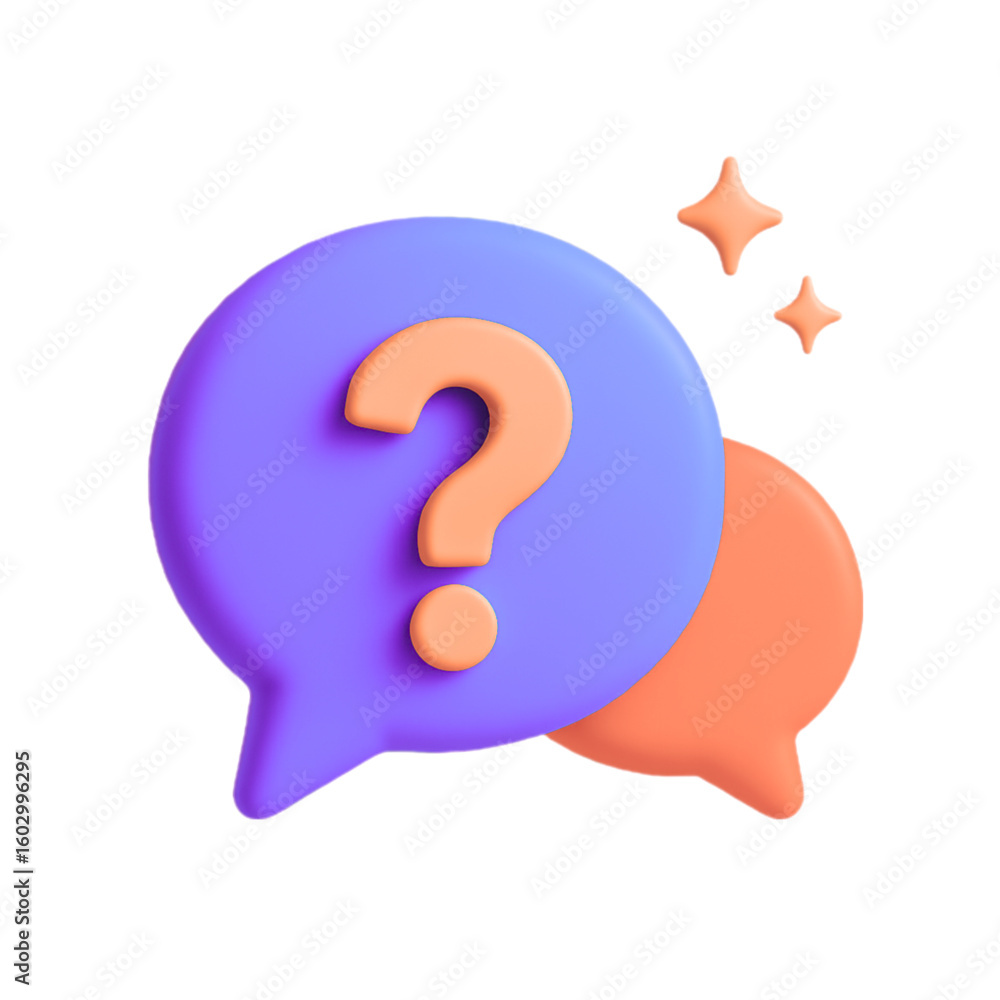 Poster 3d question mark inside speech bubble isolated on transparent background