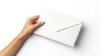 Hand-Held Envelope Mockup on White for Mailing and Packaging Previews