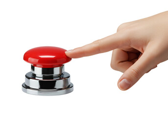Hand Pressing Red Button Push Finger Activate Control Switch Emergency