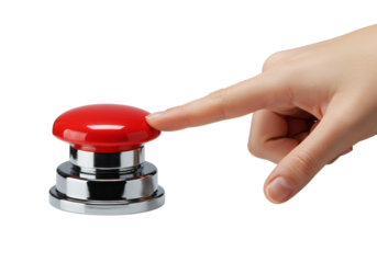 Hand Pressing Red Button Push Finger Activate Control Switch Emergency