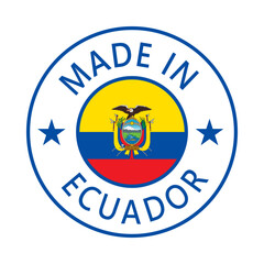 Ecuador Made in Stamp in circle with flag Vector template on white background