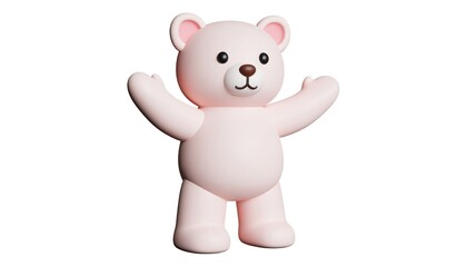 Cute pink teddy bear with arms raised