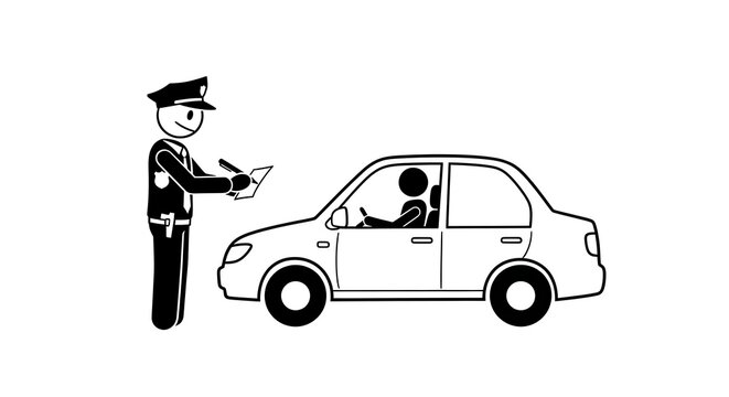 black and white police officer writing ticket clip art preview