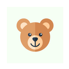Fototapeta premium Cute Teddy Bear Face Icon with Rounded Ears and Friendly Expression