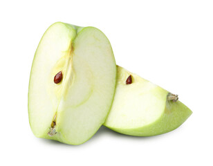 Pieces of fresh apple isolated on white