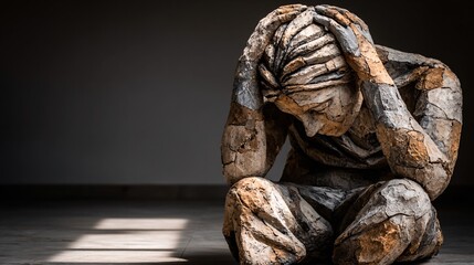 A Thoughtful Sculpture Reflecting the Challenges of Mental Health Awareness