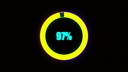 97% Bar Chart Animation percentage diagrams modern animation design percentage circle 4K animation. neon circle and cc bal action background.