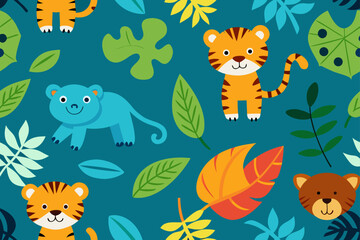Here's a whimsical collection of funny cartoon sea animals, an illustration perfect for a child's seamless ocean pattern design