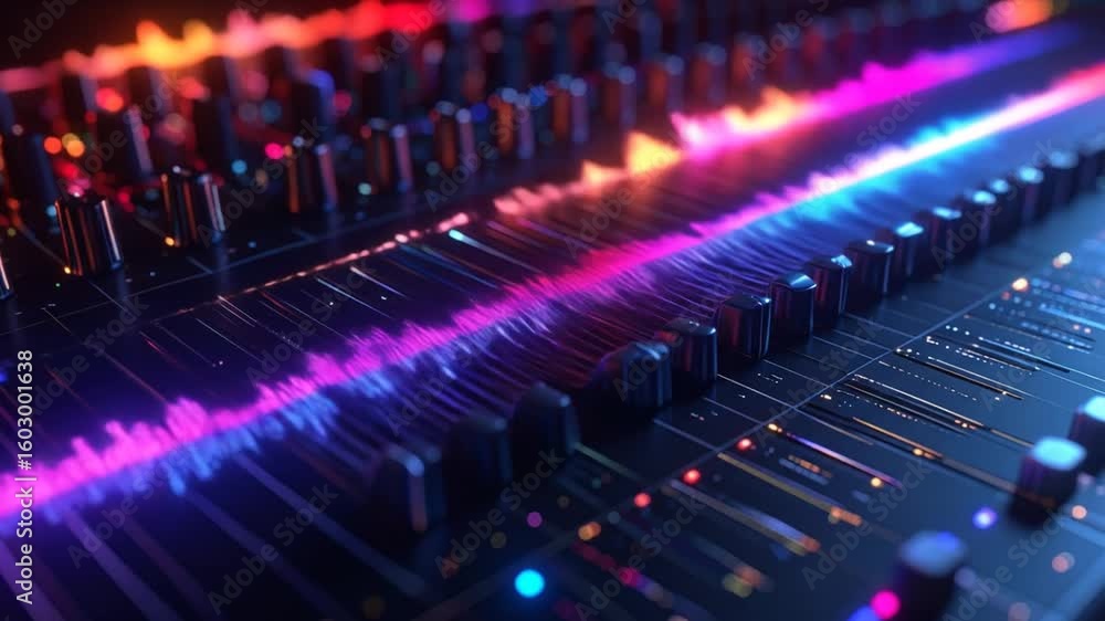 Poster abstract colorful audio mixer visualizer